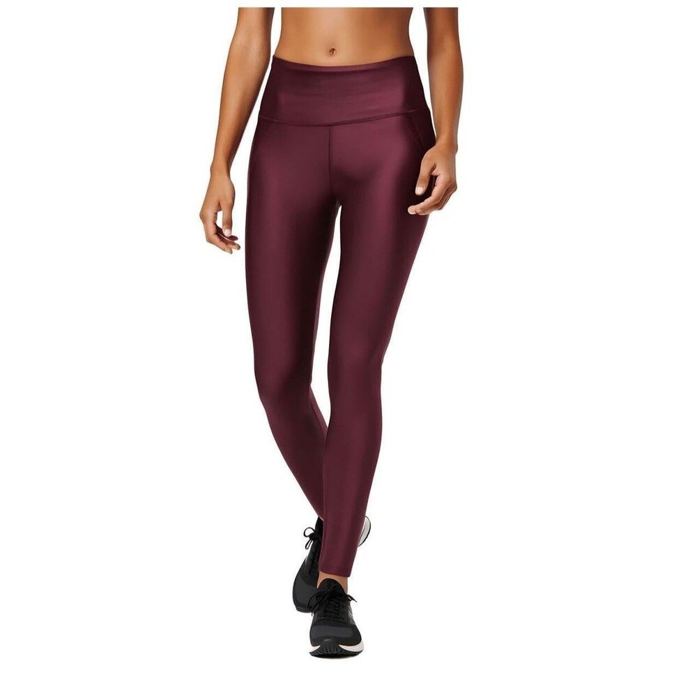 Reebok Womens S Classic Maroon Lux High Rise Shine Tight Leggings NWT BW23